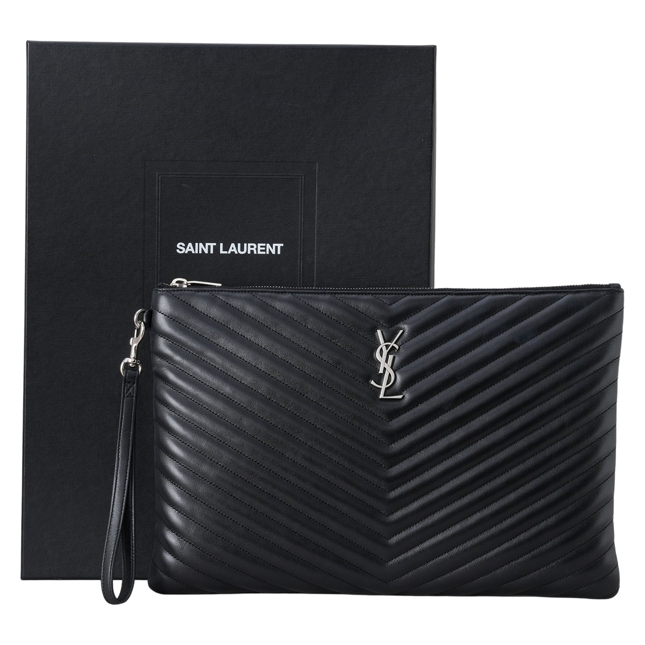 YVES SAINT LAURENT(USED)생로랑 모노그램 쉐브론 클러치